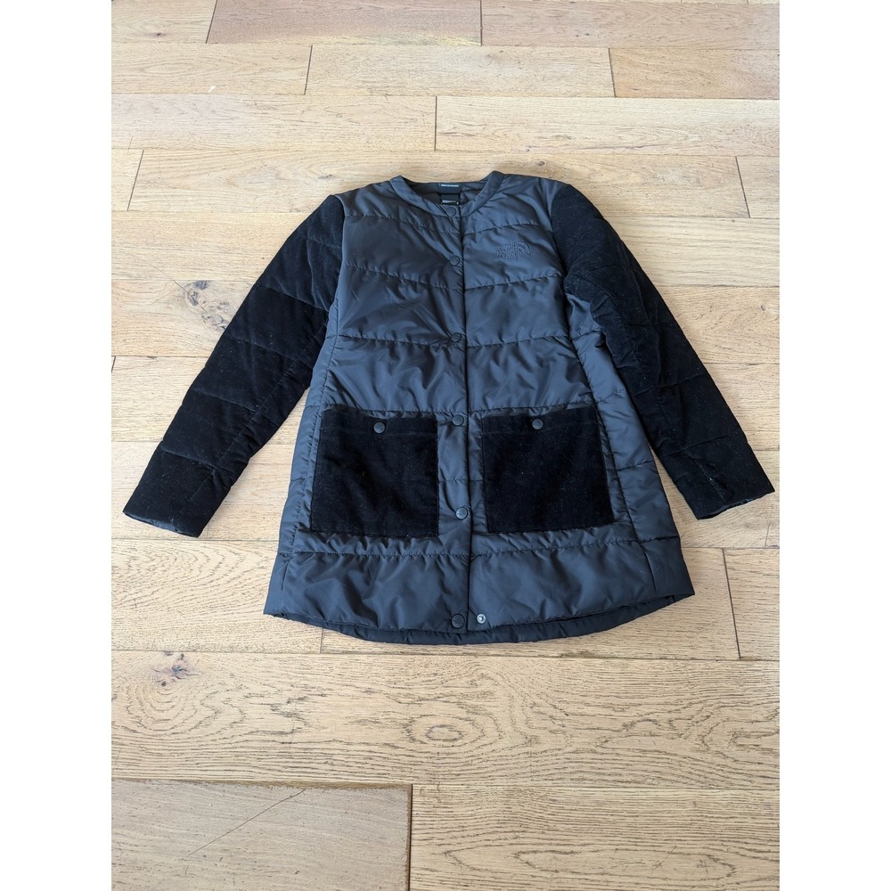 The North Face Harway Collarless Midi Jacket Black Quilted Corduroy Size M (634)